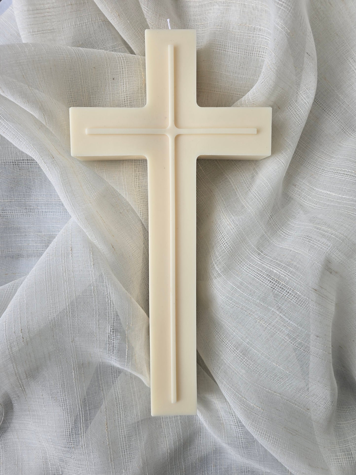 Tall Embossed Cross Candle