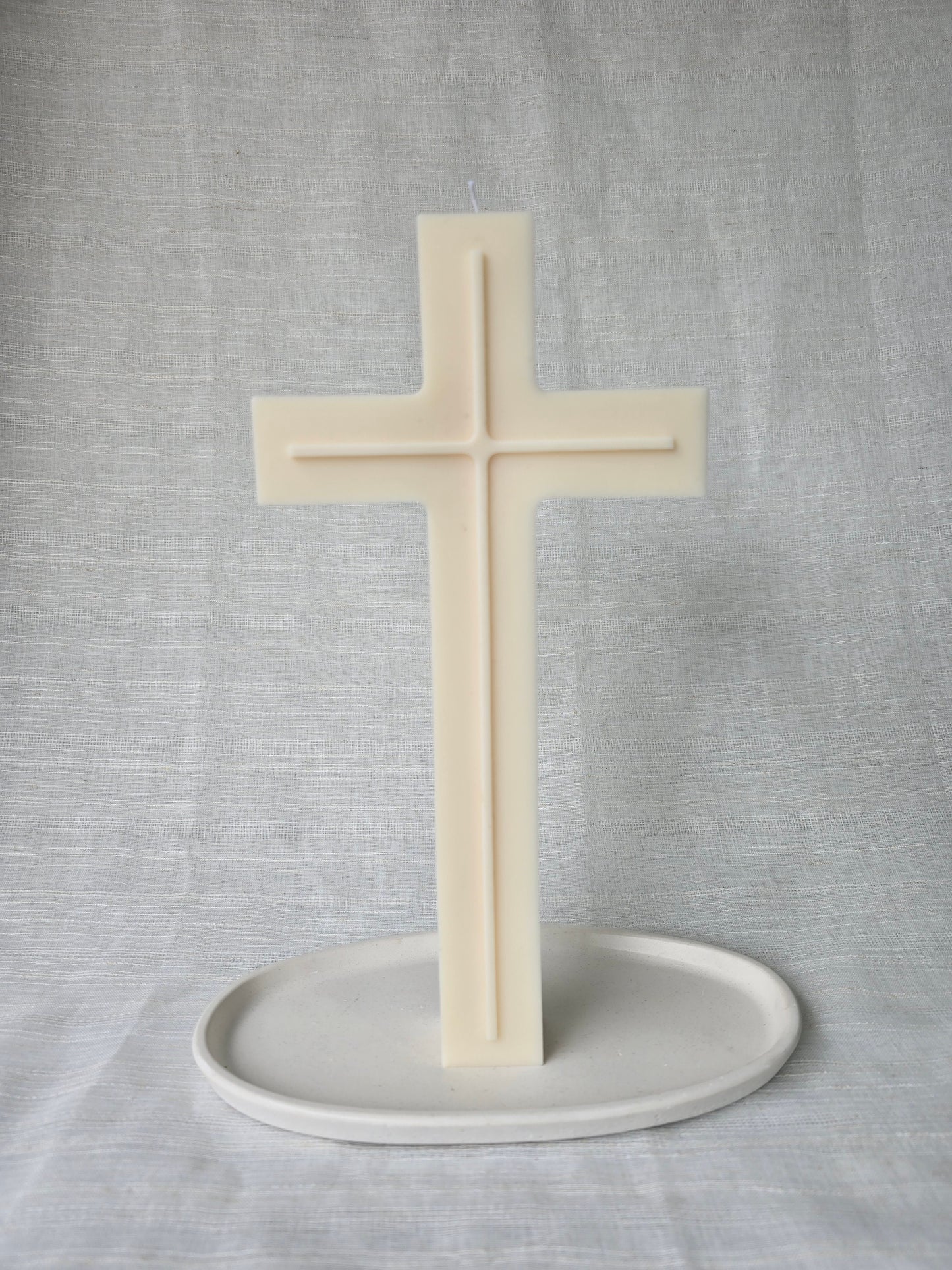 Tall Embossed Cross Candle