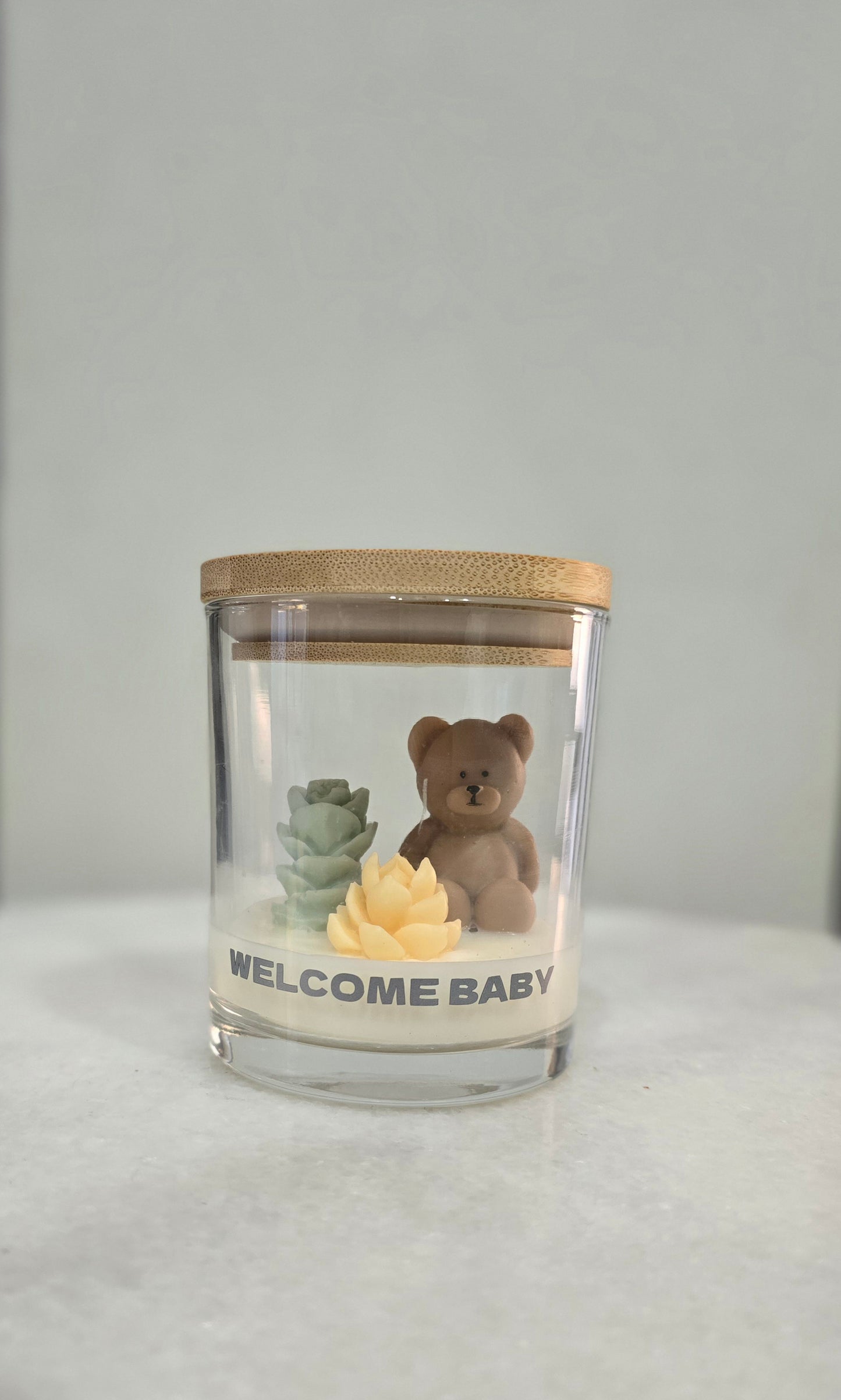 Welcome Baby Candle – Customizable Flowers & Vinyl Message